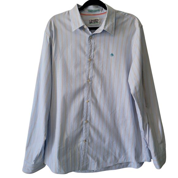 Scotch & Soda Size XL Men's Striped Lightweight Shirt Mystic Blue Long Sleeve - Picture 1 of 7
